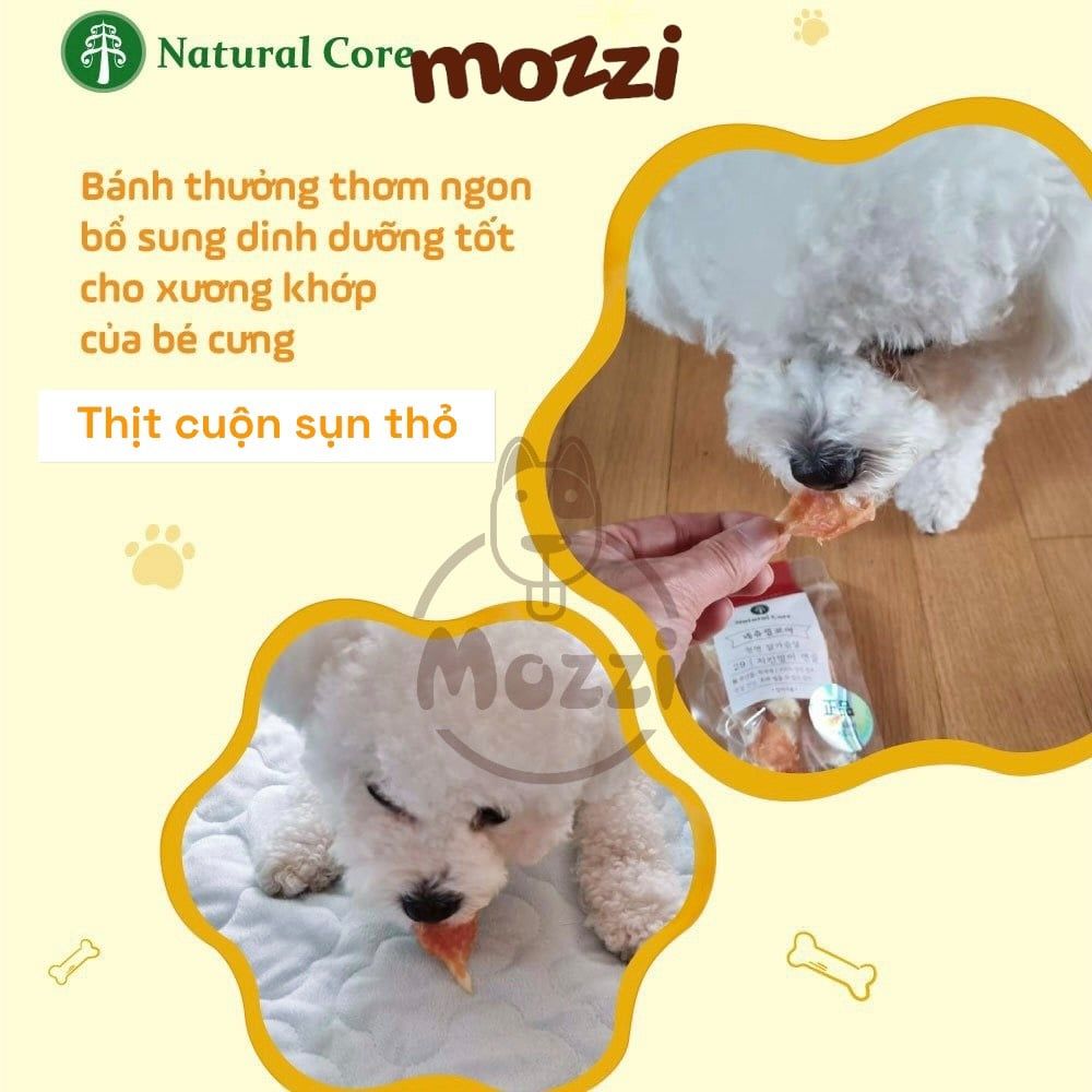 Snack cho chó Natural Core Thịt cuộn sụn tai thỏ