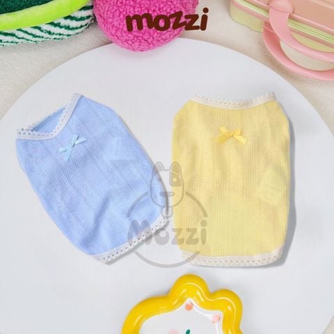  Áo ba lỗ viền ren đính nơ nhỏ cho chó mèo 