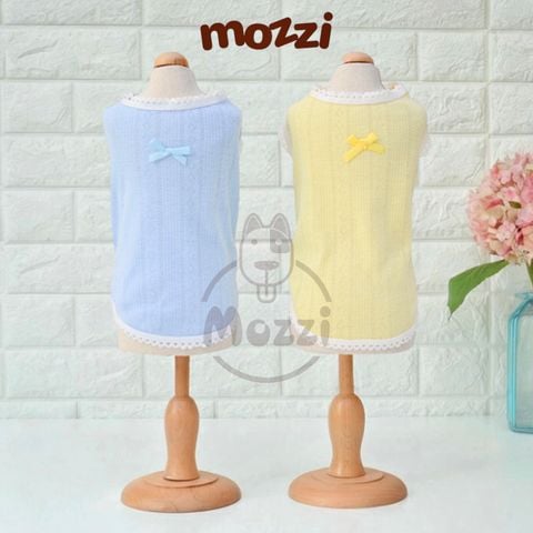  Áo ba lỗ viền ren đính nơ nhỏ cho chó mèo 