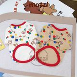  Áo thun Gấu chấm bi viền đỏ cho chó mèo 
