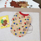  Áo thun Gấu chấm bi viền đỏ cho chó mèo 