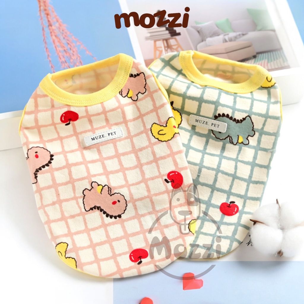 Áo thun caro Muze Pet Khủng long Vịt Cherry