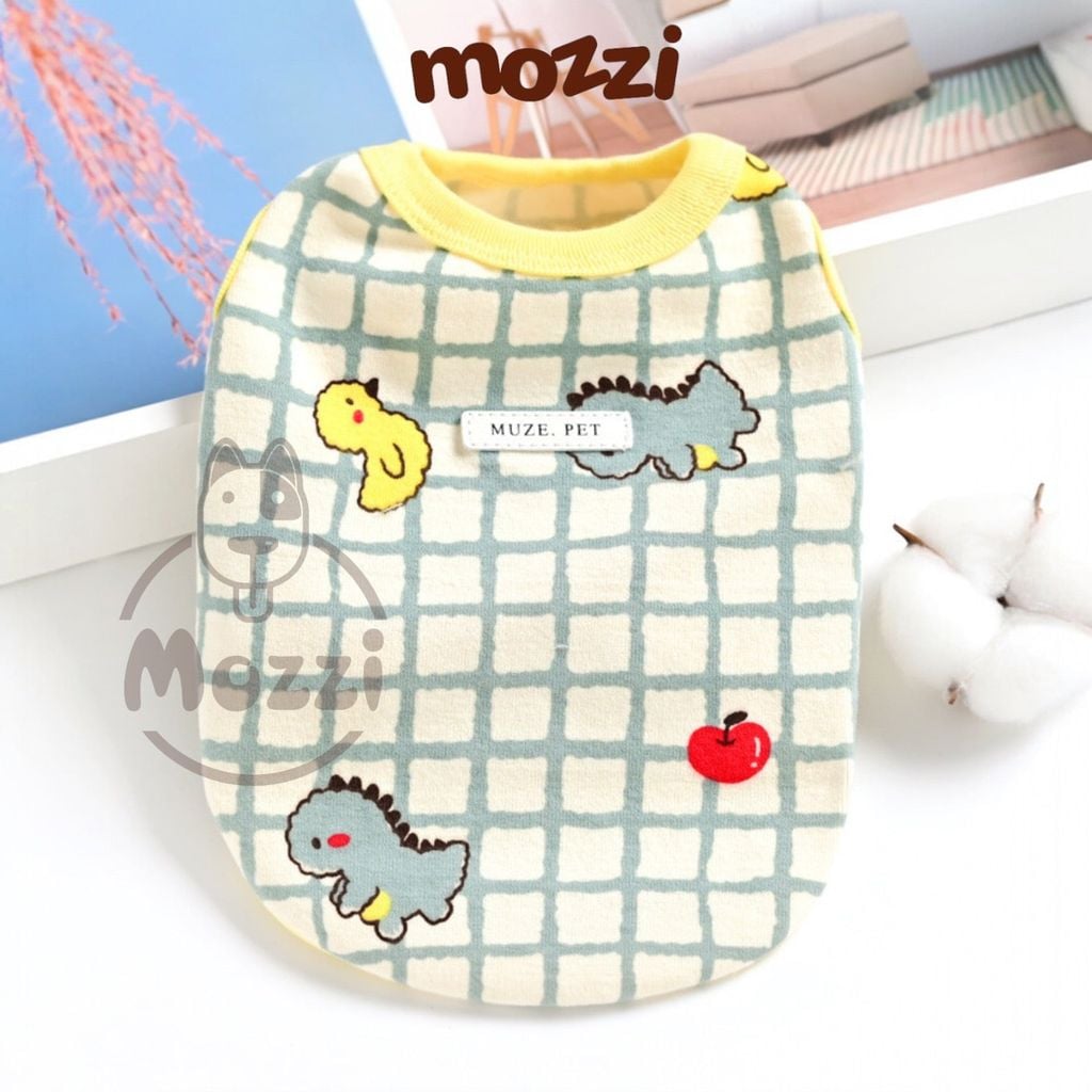 Áo thun caro Muze Pet Khủng long Vịt Cherry