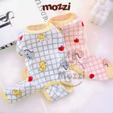  Áo liền chân caro Muze Pet Khủng long Vịt Cherry cho chó mèo 