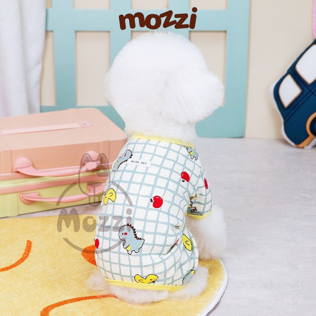 Áo liền chân caro Muze Pet Khủng long Vịt Cherry cho chó mèo