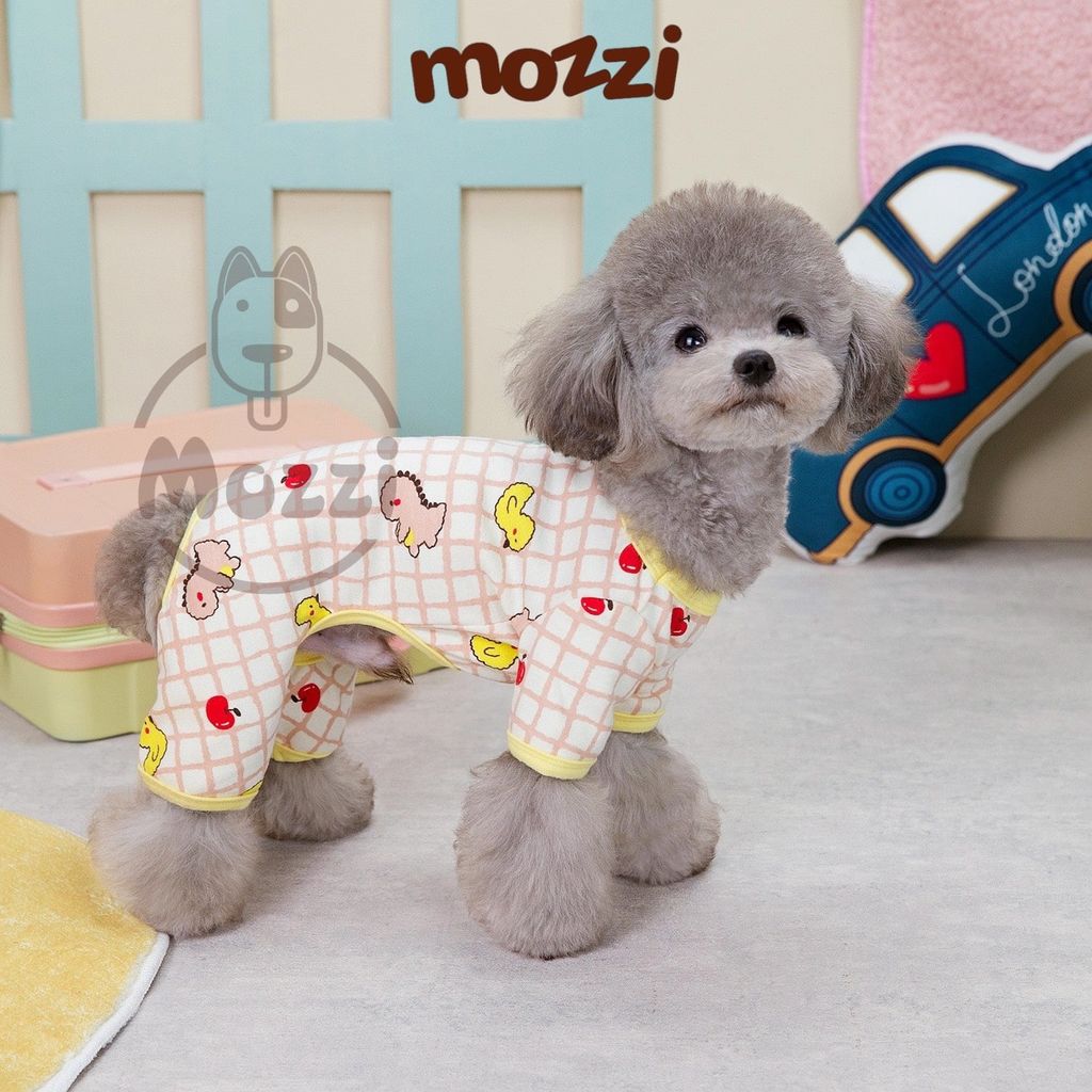 Áo liền chân caro Muze Pet Khủng long Vịt Cherry cho chó mèo