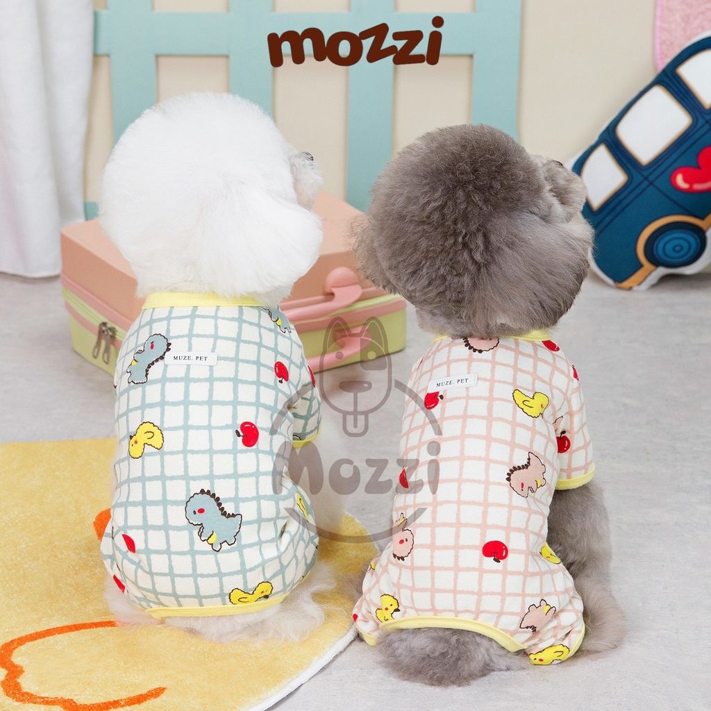 Áo liền chân caro Muze Pet Khủng long Vịt Cherry cho chó mèo