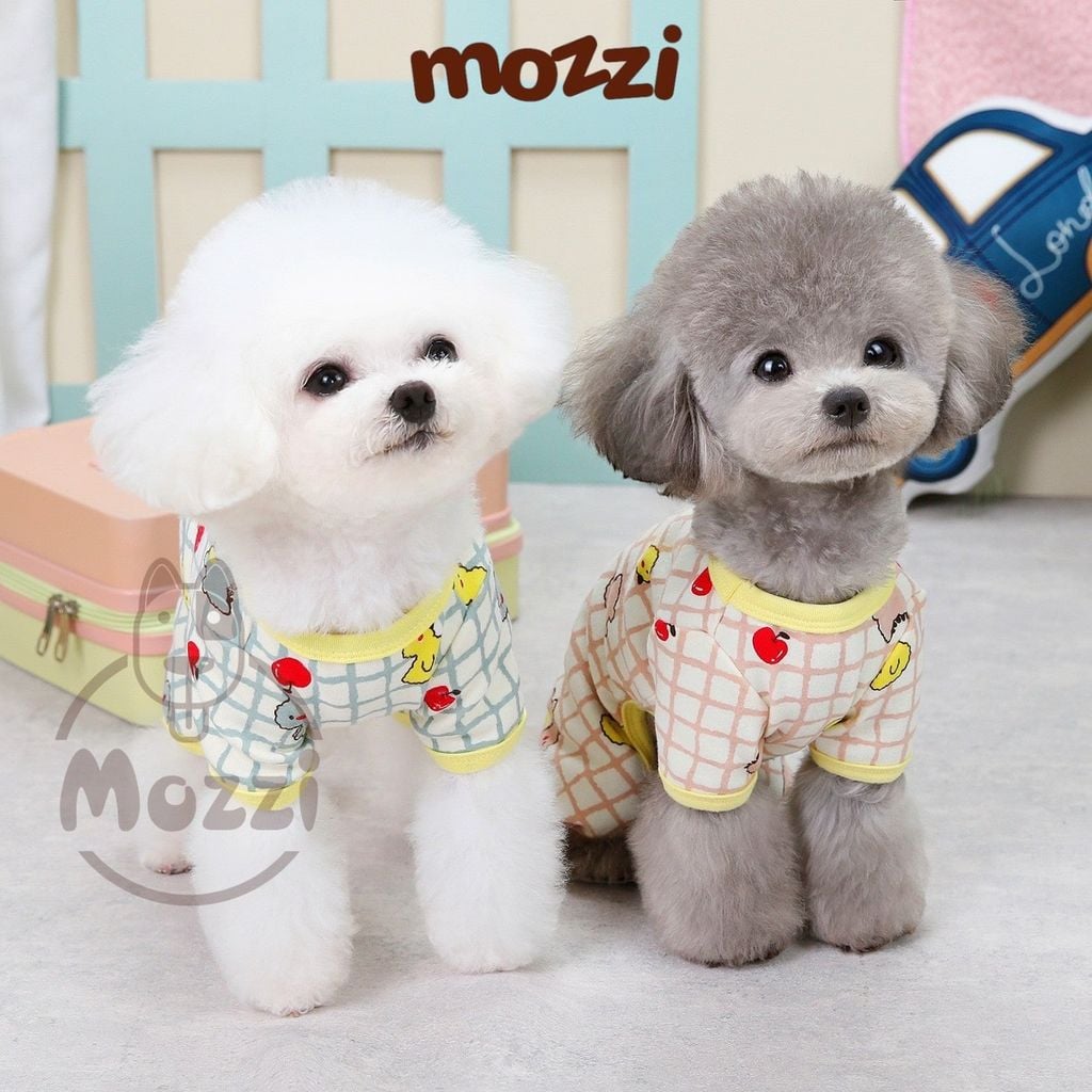 Áo liền chân caro Muze Pet Khủng long Vịt Cherry cho chó mèo