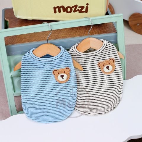  Áo sọc ngang nhuyễn gấu nâu cho chó mèo 