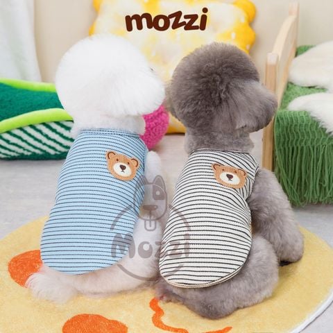  Áo sọc ngang nhuyễn gấu nâu cho chó mèo 