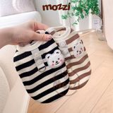  Áo sọc ngang gấu má hồng có khoen dắt cho chó mèo 