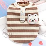  Áo sọc ngang gấu má hồng có khoen dắt cho chó mèo 