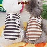  Áo sọc ngang gấu má hồng có khoen dắt cho chó mèo 