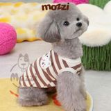  Áo sọc ngang gấu má hồng có khoen dắt cho chó mèo 