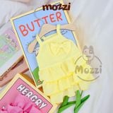  Đầm hai dây nhún ba tầng đính nơ cho chó mèo 