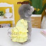  Đầm hai dây nhún ba tầng đính nơ cho chó mèo 