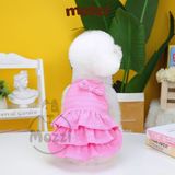  Đầm hai dây nhún ba tầng đính nơ cho chó mèo 