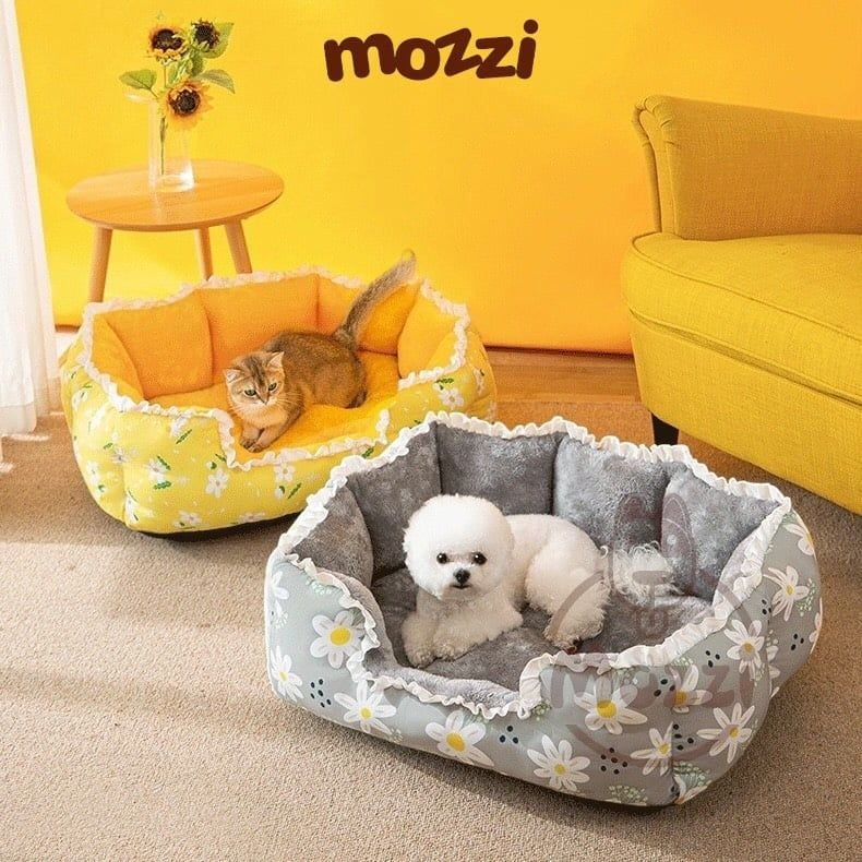 Nệm thảm cho chó mèo Bông mềm viền bèo lót nhung siêu êm