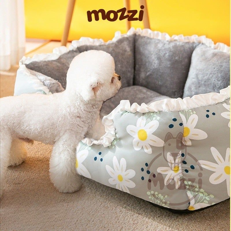 Nệm thảm cho chó mèo Bông mềm viền bèo lót nhung siêu êm