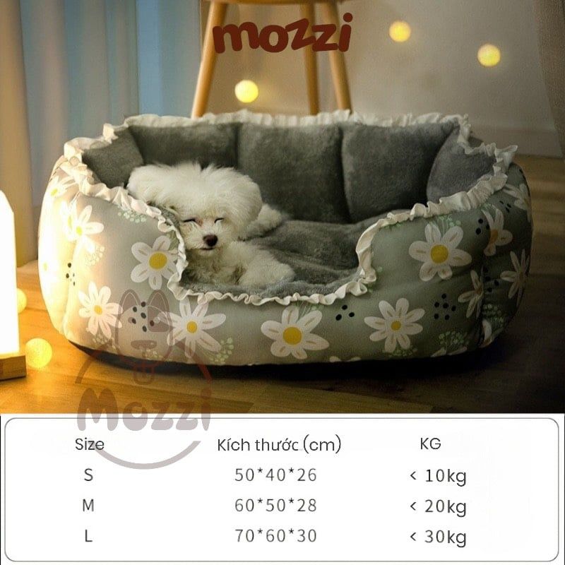 Nệm thảm cho chó mèo Bông mềm viền bèo lót nhung siêu êm