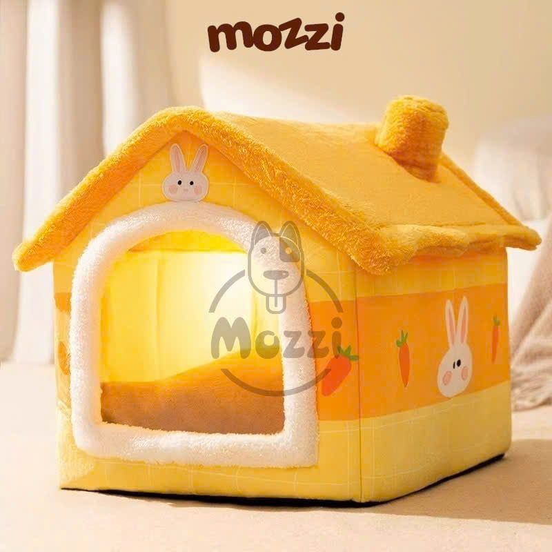 Nhà nệm cho chó mèo có mái viền bông mềm tháo rời
