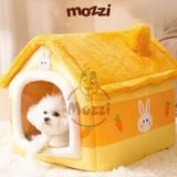  Nhà nệm cho chó mèo có mái viền bông mềm tháo rời 