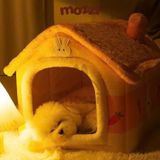  Nhà nệm cho chó mèo có mái viền bông mềm tháo rời 