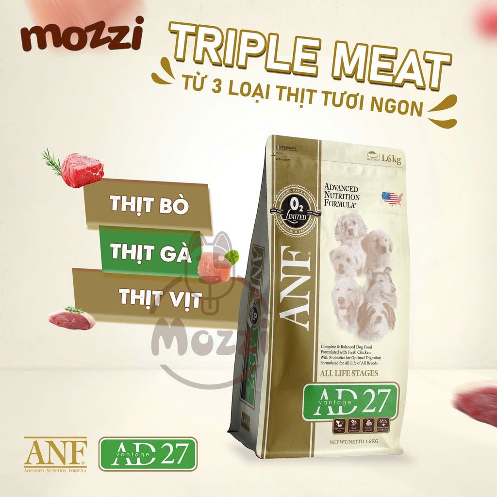 [500g - 1.6kg] Thức ăn hạt ANF AD27 cho chó mọi lứa tuổi