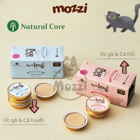  Pate cho mèo Natural Core Meatbowl Thịt gà Cá hồi Cá tuyết hộp 30g 