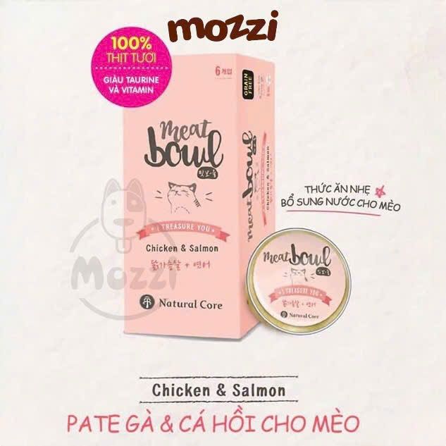 Pate cho mèo Natural Core Meatbowl Thịt gà Cá hồi Cá tuyết hộp 30g