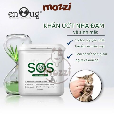  Khăn ướt lau sạch mắt và tai SOS nha đam Hộp 100 miếng cho chó mèo 