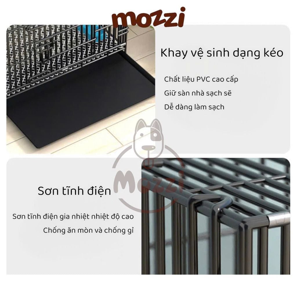 Chuồng sơn tĩnh điện loại 1 nan dày màu đen vân đá cho chó mèo