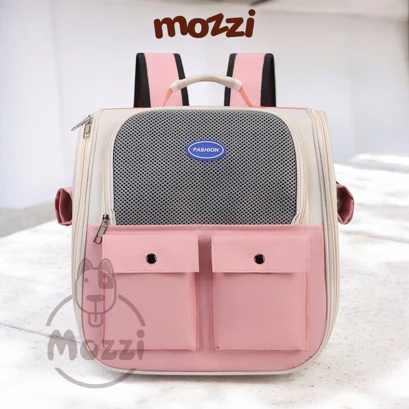 Balo Túi đựng chó mèo mặt lưới vuông có túi nhỏ - Ba lô