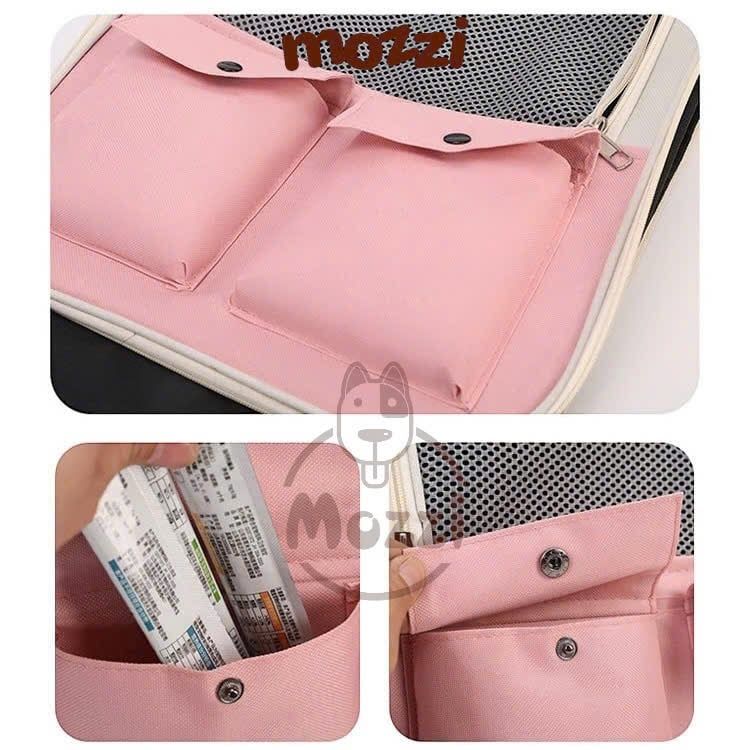 Balo Túi đựng chó mèo mặt lưới vuông có túi nhỏ - Ba lô