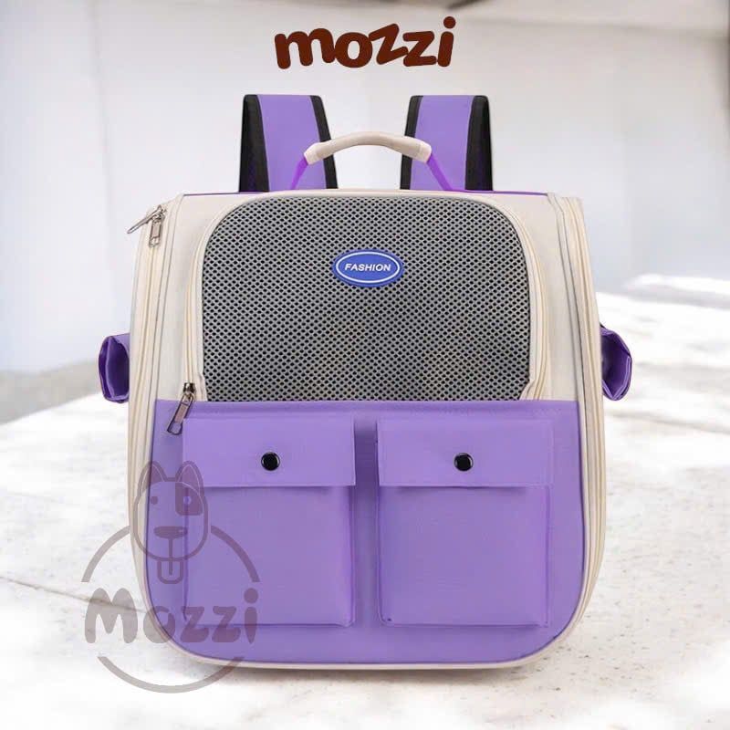 Balo Túi đựng chó mèo mặt lưới vuông có túi nhỏ - Ba lô