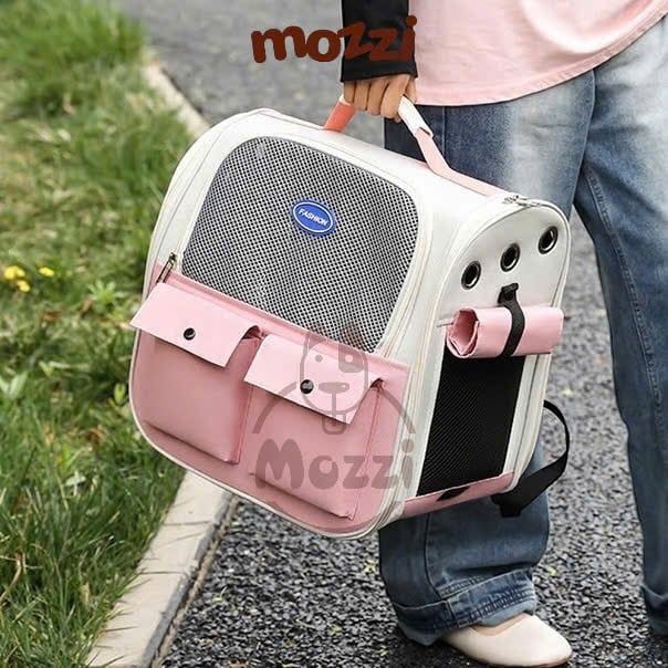 Balo Túi đựng chó mèo mặt lưới vuông có túi nhỏ - Ba lô