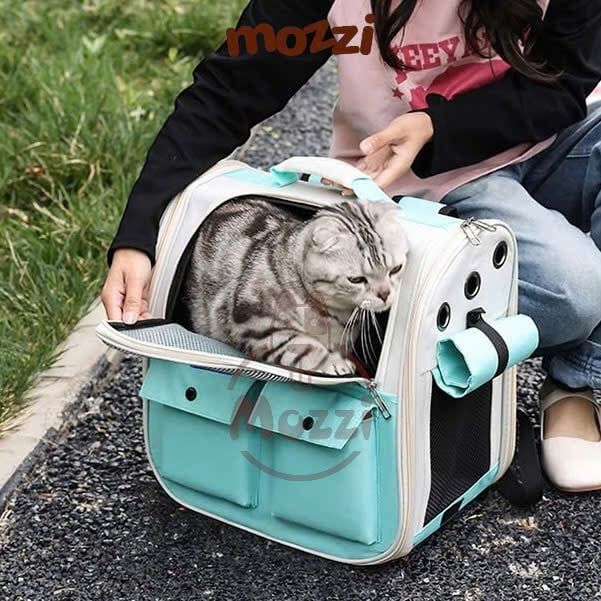 Balo Túi đựng chó mèo mặt lưới vuông có túi nhỏ - Ba lô