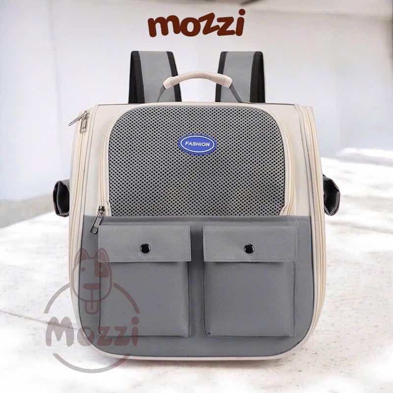 Balo Túi đựng chó mèo mặt lưới vuông có túi nhỏ - Ba lô