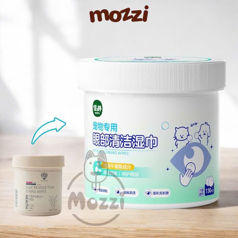 Khăn ướt lau sạch mắt nha đam Hipi Hộp 130 miếng cho chó mèo