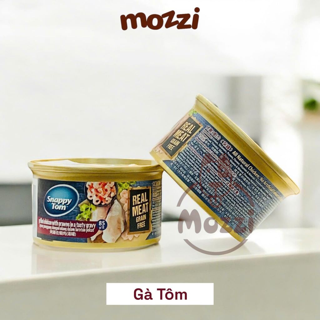 Pate cho mèo Snappy Tom lon 85gr Real Fish Real Meat
