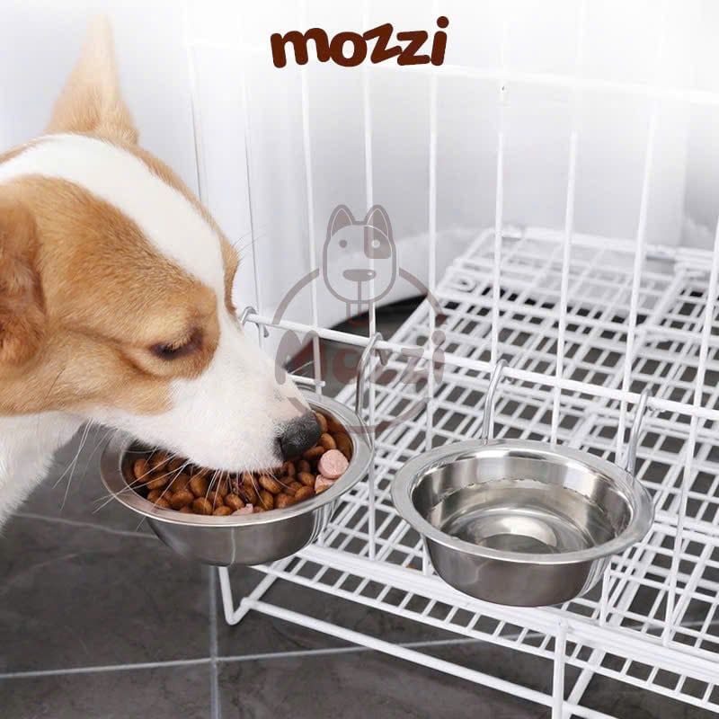 Chén bát ăn cho chó mèo inox trơn treo chuồng