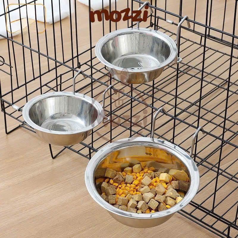 Chén bát ăn cho chó mèo inox trơn treo chuồng