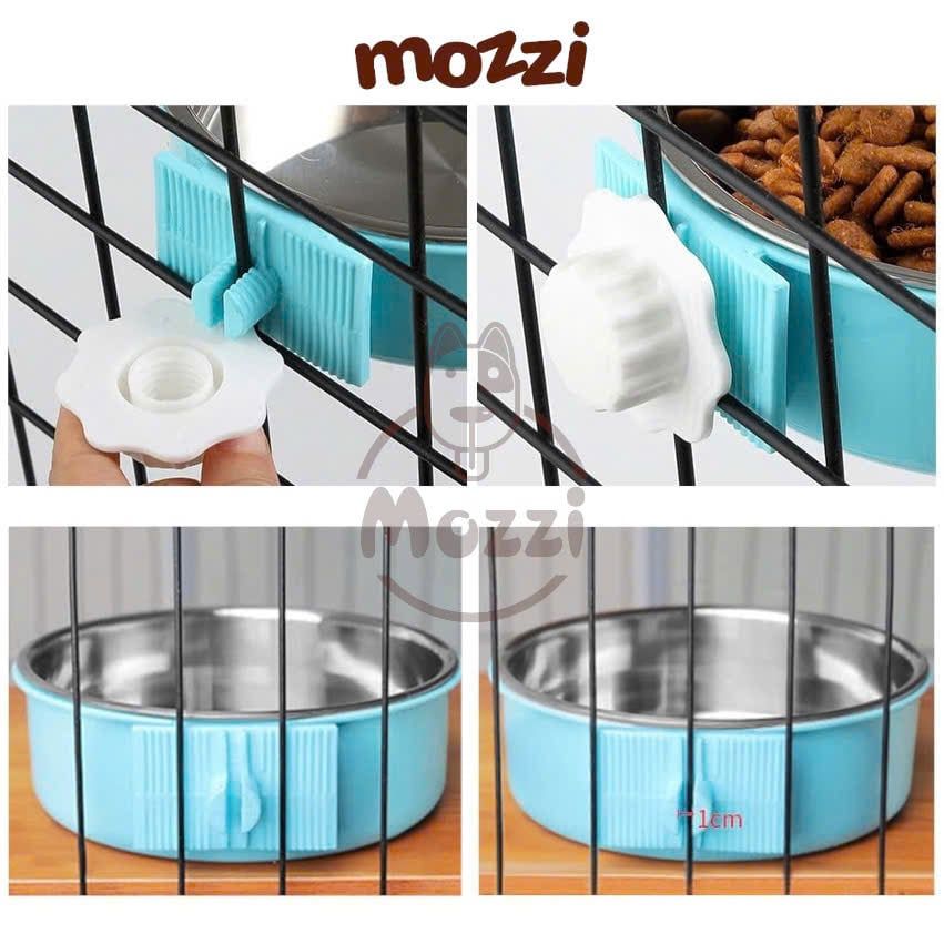 Chén bát ăn cho chó mèo inox gắn chuồng có thể tháo rời cao cấp