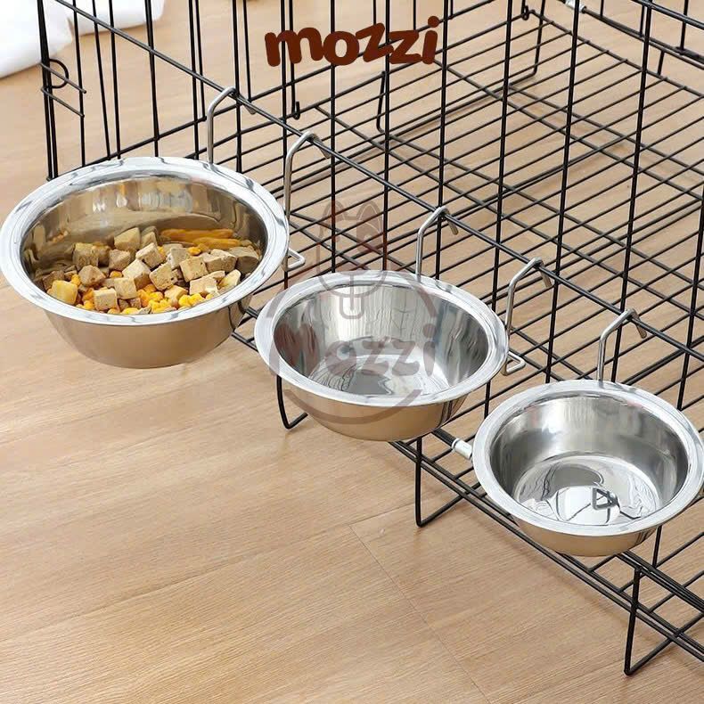 Chén bát ăn cho chó mèo inox trơn treo chuồng