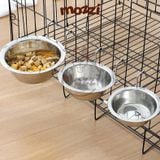  Chén bát ăn cho chó mèo inox trơn treo chuồng 