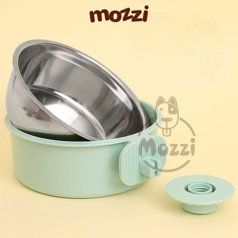 Chén bát ăn cho chó mèo inox gắn chuồng có thể tháo rời cao cấp