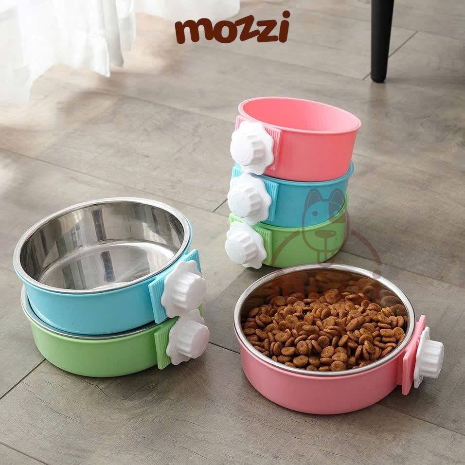 Chén bát ăn cho chó mèo inox gắn chuồng có thể tháo rời cao cấp