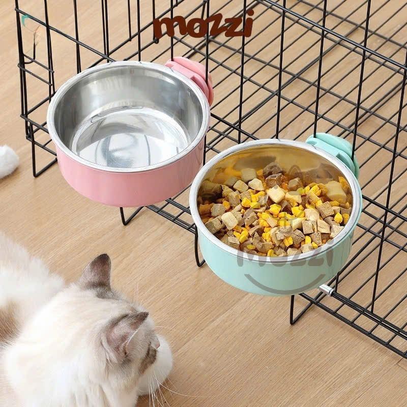 Chén bát ăn cho chó mèo inox gắn chuồng có thể tháo rời cao cấp