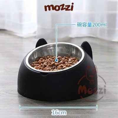 Chén bát ăn cho chó mèo đế nhựa cao có chén inox chống gù