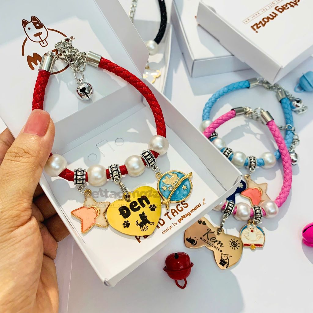 Combo Thẻ tên và Dây charm mix ngẫu nhiên cho chó mèo - Pettag Mozzi